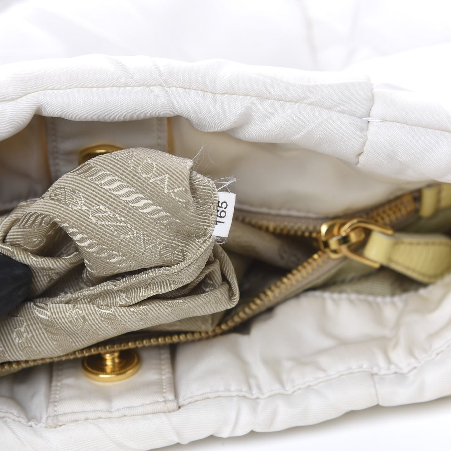 Tessuto Nylon Quilted Bag White