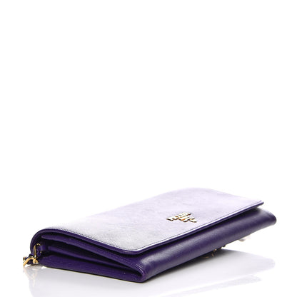 Prada Saffiano Metal Oro Chain Wallet Viola 4 of 13