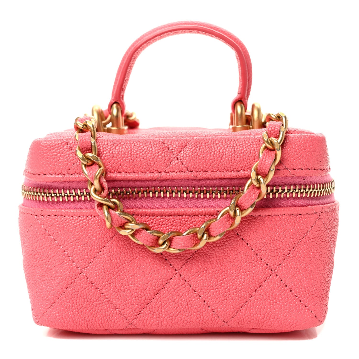 Chanel Caviar Quilted Mini Top Handle Vanity With Chain Pink 1 of 10