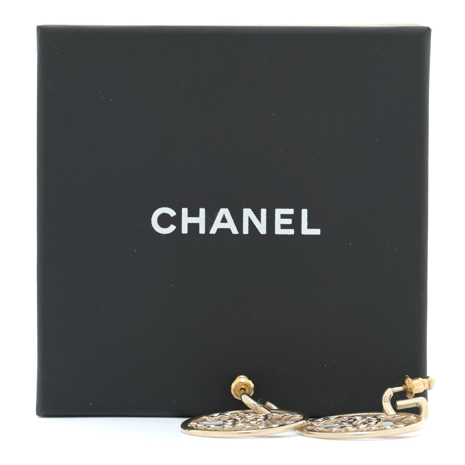 Chanel Baguette Crystal High Society CC Drop Earrings Gold 5 of 5