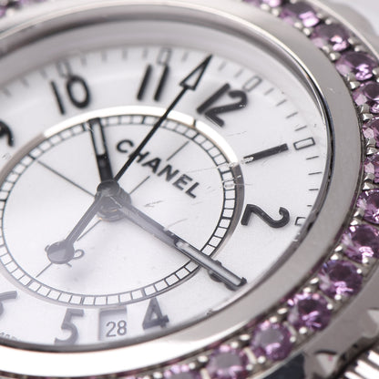 Chanel Stainless Steel Ceramic Pink Sapphire 33mm J12 Quartz Watch White 7 of 8