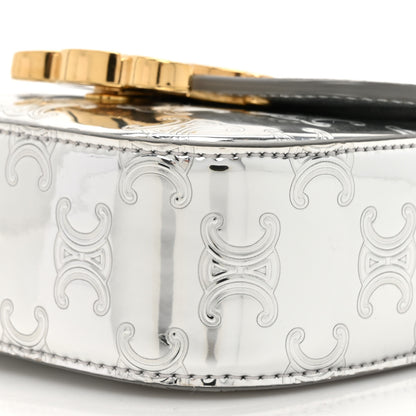 Celine Mirror Calfskin Triomphe Embossed Mini Claude Silver 9 of 11