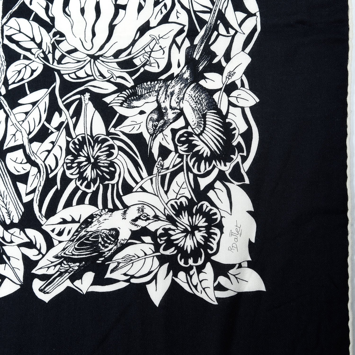 Hermes Cashmere Silk Jungle Love Tattoo Shawl 140 Bleu Black White 5 of 7