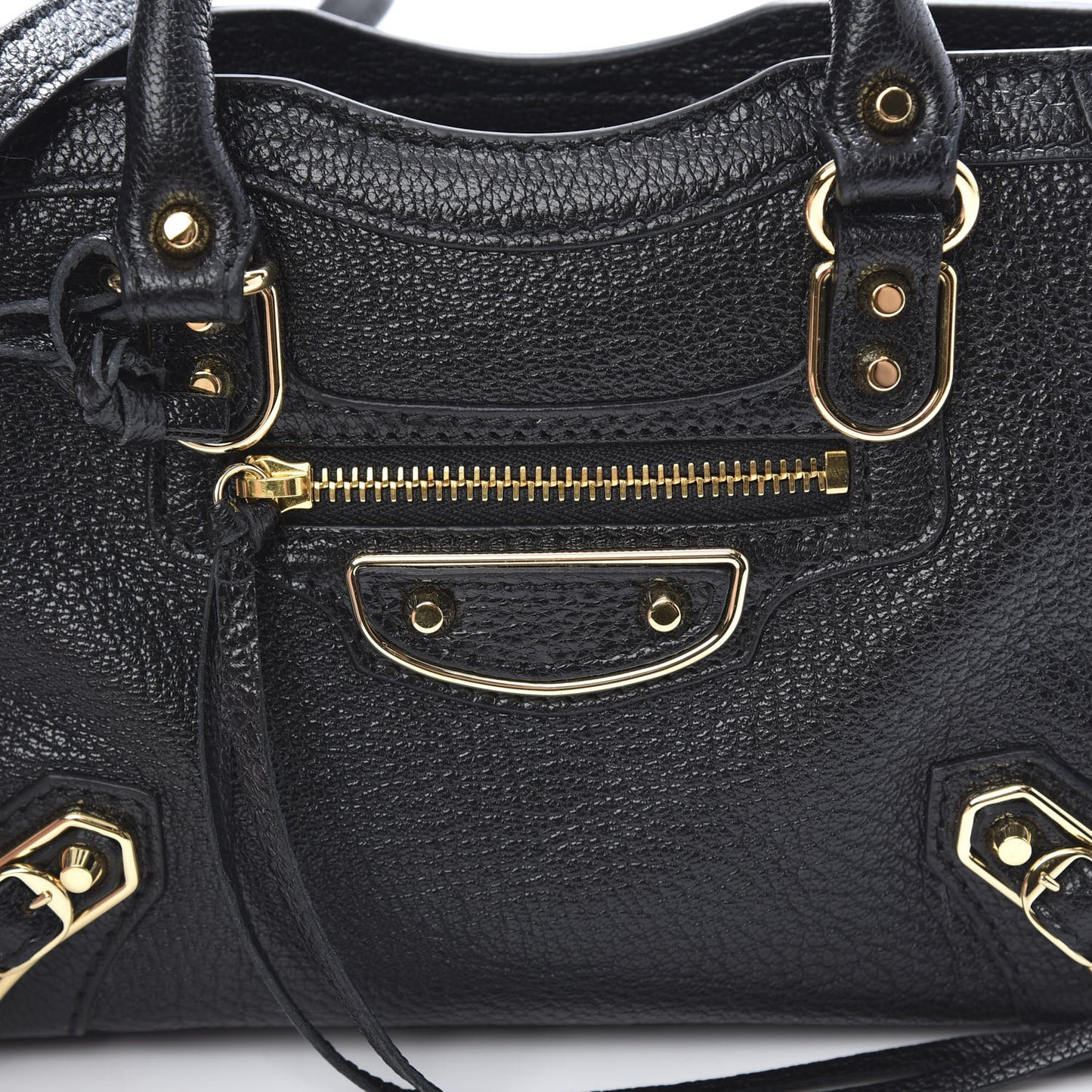 Chevre Gold Metallic Edge Hardware Nano City Black