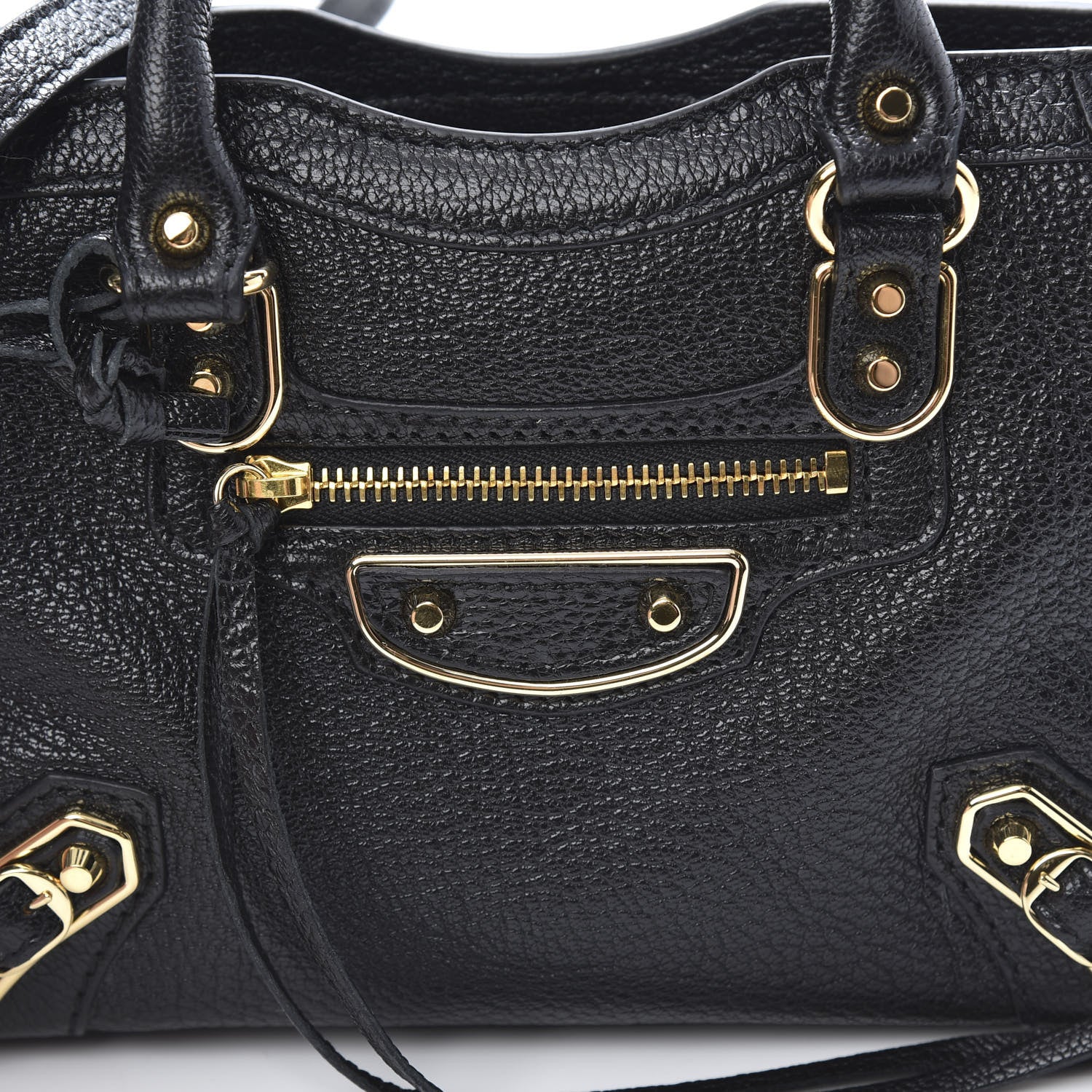 Balenciaga Chevre Gold Metallic Edge Hardware Nano City Black 8 of 10