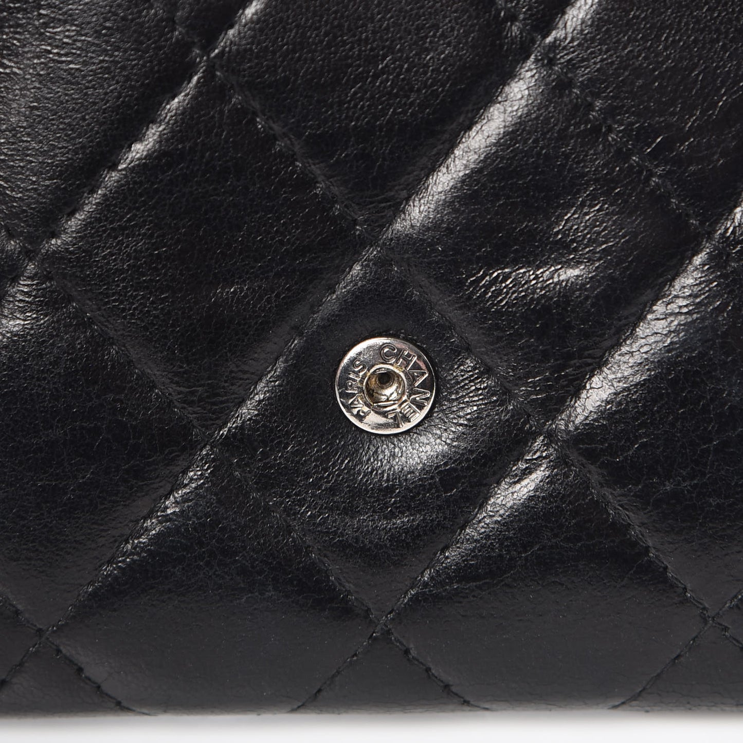 Lambskin Quilted Small Flap Wallet Black