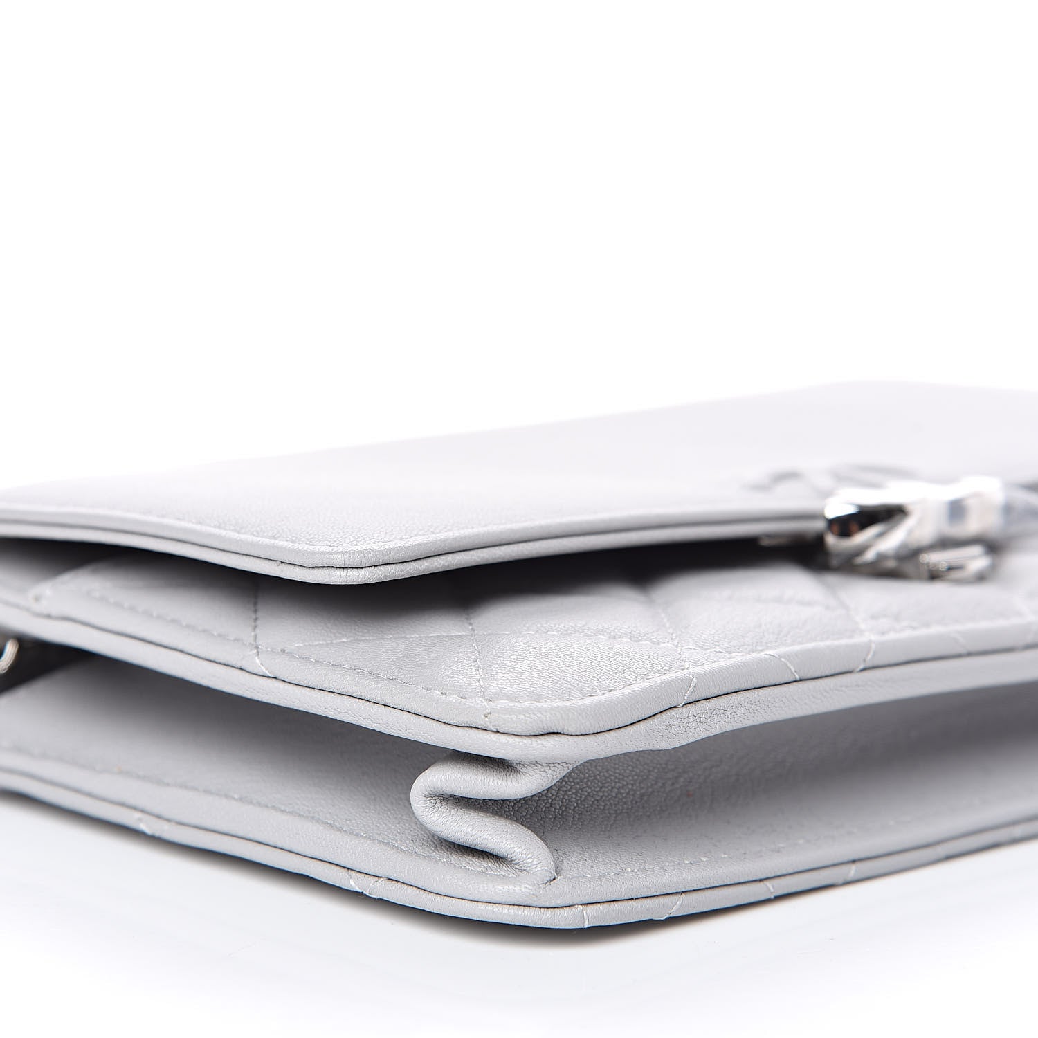 Chanel Grained Calfskin Quilted CC Box Wallet On Chain WOC Grey 9 of 12