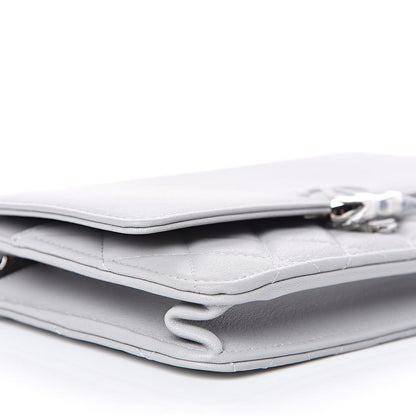 Chanel Grained Calfskin Quilted CC Box Wallet On Chain WOC Grey 9 of 12