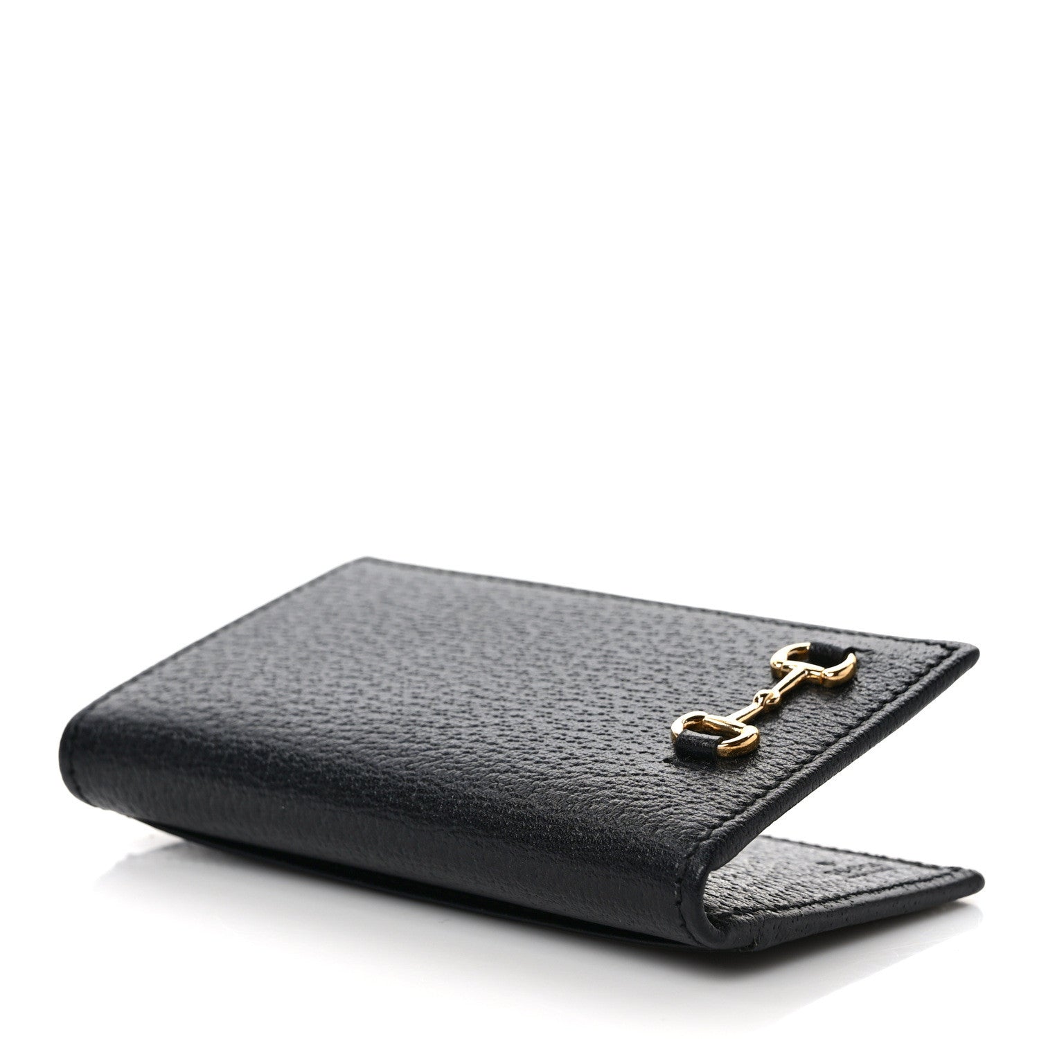 Gucci Textured Dollar Calfskin Horsebit Card Holder Black 4 of 7