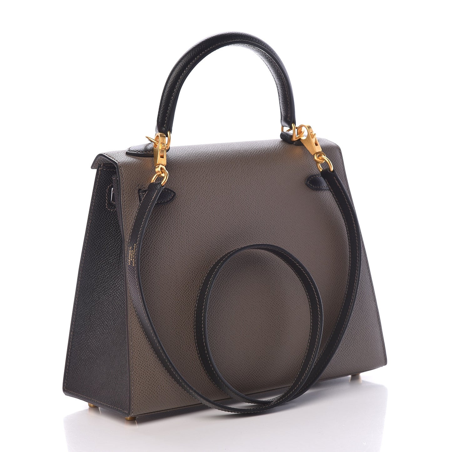 Epsom Bi Color Horseshoe Kelly Sellier 25 Etain Black