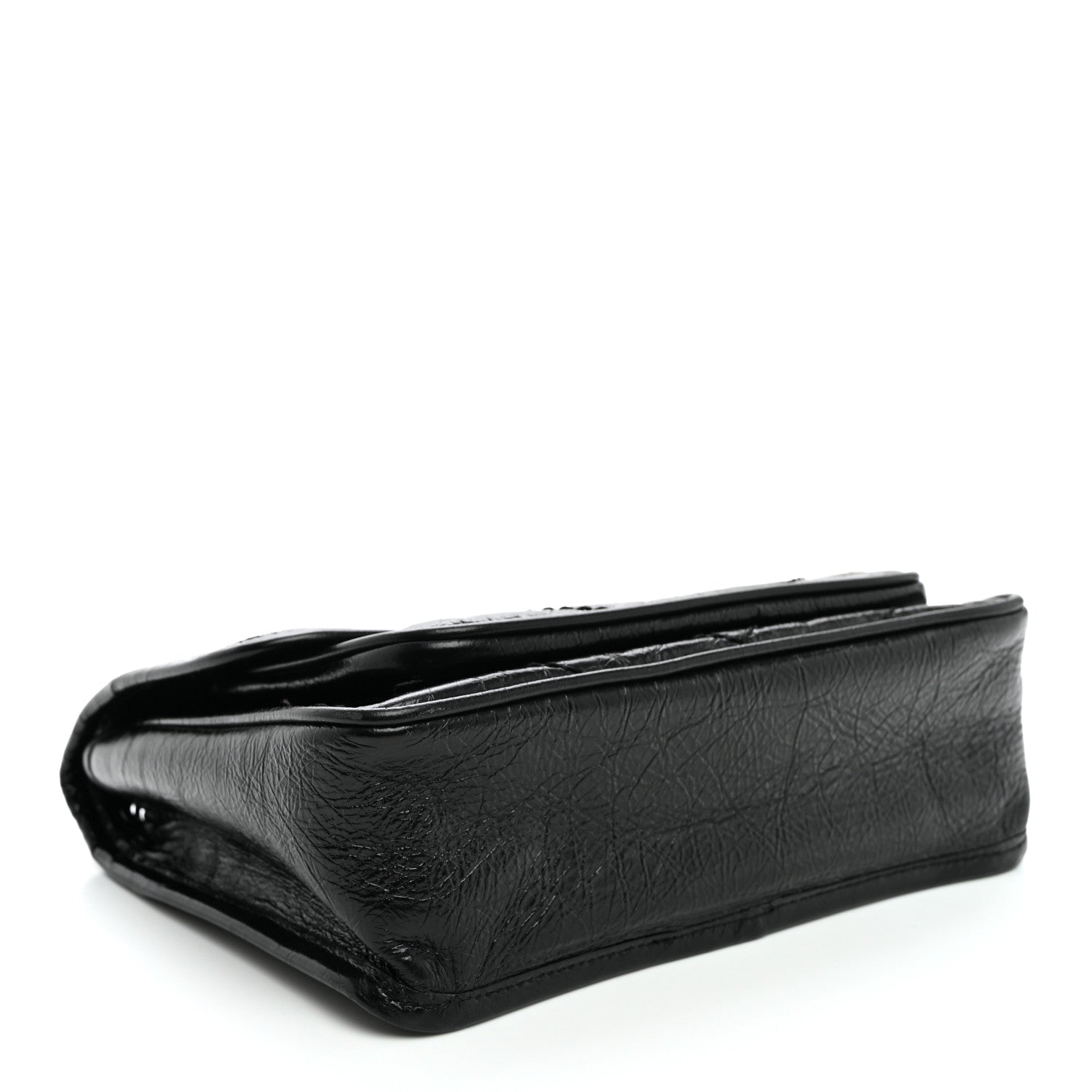 Saint Laurent Crinkled Calfskin Matelasse Monogram Baby Niki Chain Satchel Black 4 of 10