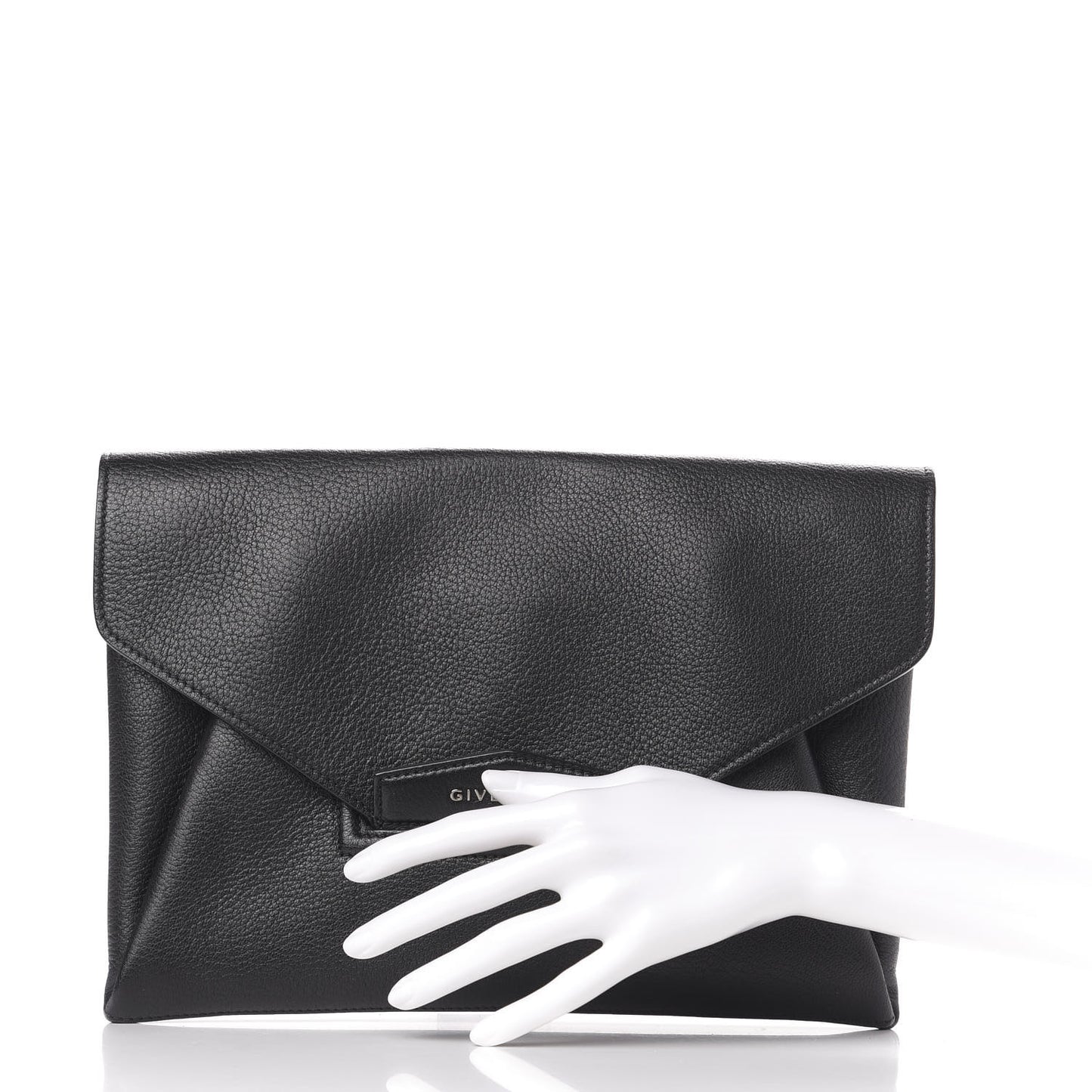 Sugar Goatskin Medium Antigona Envelope Clutch Black