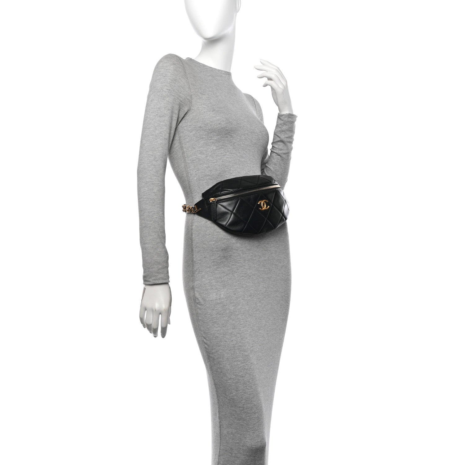 Chanel Lambskin Enamel Quilted Waist Bag Black 2 of 10