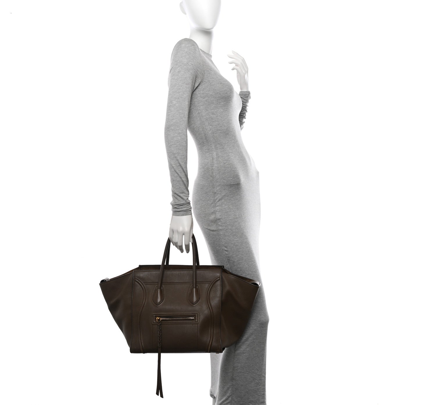 Celine Grained Calfskin Medium Phantom Luggage Taupe 2 of 30