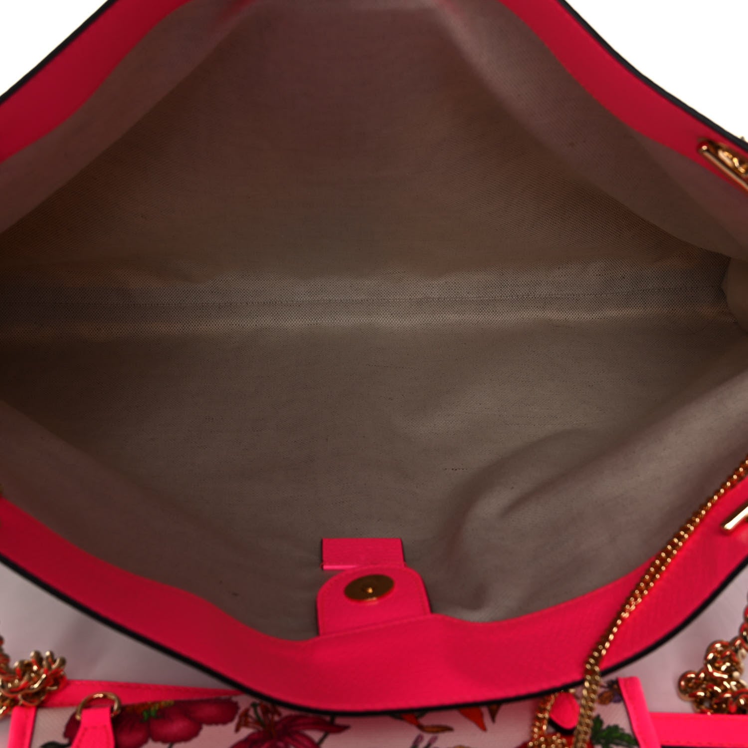 Gucci Canvas Flora Large Rajah Chain Tote White Multicolor Fuxia Fluo 5 of 12