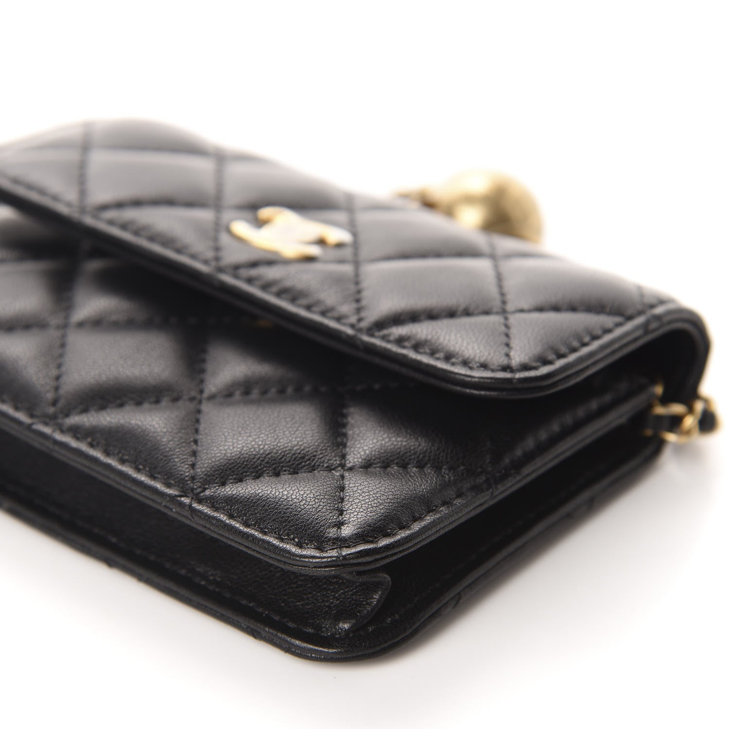 Chanel Lambskin Quilted Pearl Crush Clutch With Chain Black 7 of 12