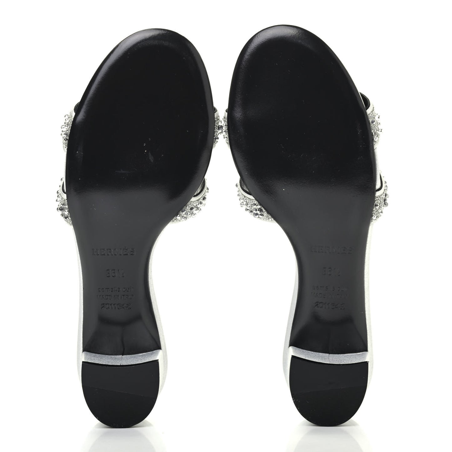 Suede Goatskin Crystal Oasis Sandals 36.5 Gris Argente
