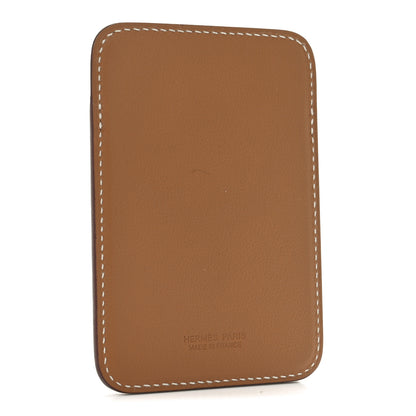 Hermes Swift Stitched Faubourg MagSafe Card Holder Gold Bleu De France Orange 3 of 7