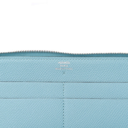 Hermes Epsom Printed Silk Flamingo Party Soie-Cool Wallet Mykonos Bleu Atoll 7 of 8