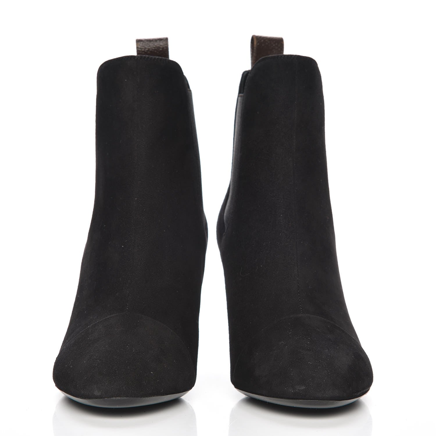 Louis Vuitton Suede Monogram Uniformes Cap Toe Chelsea 75mm Ankle Boots 37.5 Black 2 of 7