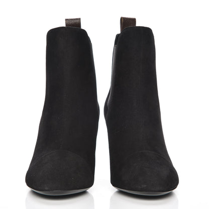 Louis Vuitton Suede Monogram Uniformes Cap Toe Chelsea 75mm Ankle Boots 37.5 Black 2 of 7