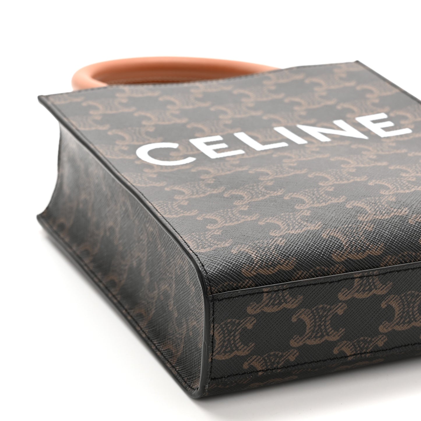 Triomphe Canvas Calfskin Mini Vertical Cabas Tan