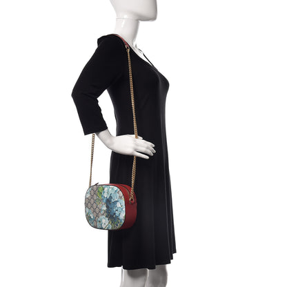 Gucci GG Supreme Monogram Blooms Mini Chain Shoulder Bag Beige Blue Navy Hibiscus Red 2 of 9