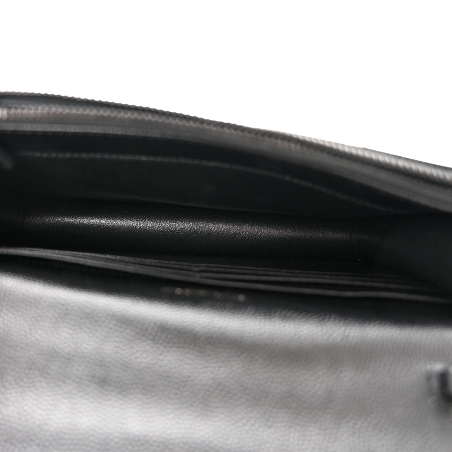 Saint Laurent Grain De Poudre Matelasse Chevron Monochrome Monogram Envelope Chain Wallet Black 5 of 10