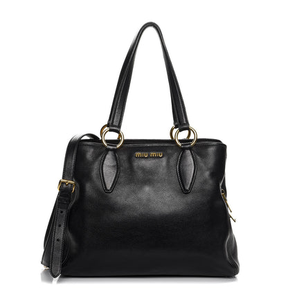 Miu Miu Vitello Daino Tote Nero Black 1 of 15