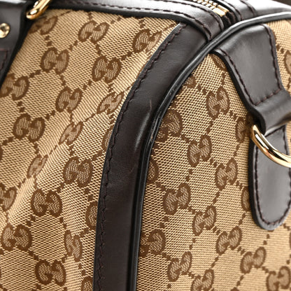Gucci Monogram Selleria Calfskin Vintage Web Medium Boston Beige Ebony Cocoa 20 of 21