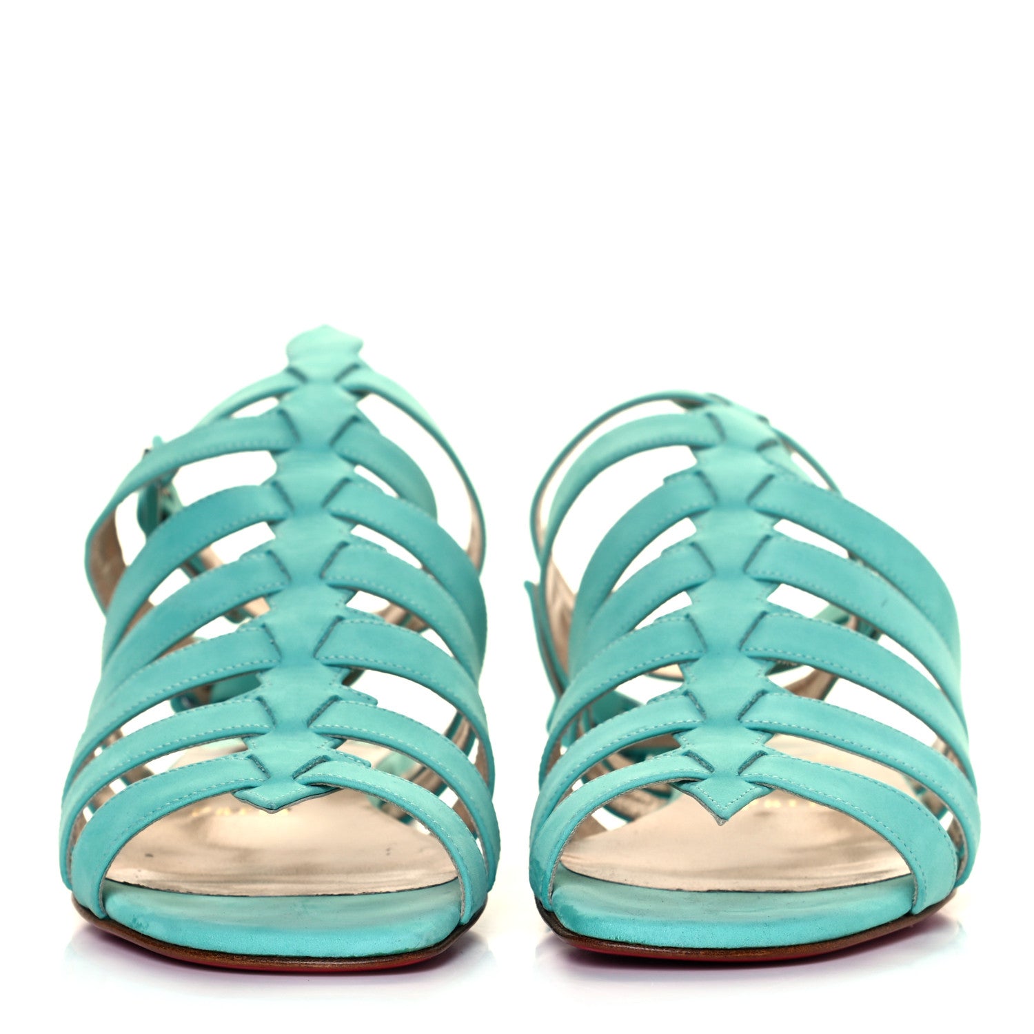Christian Louboutin Calf Nubuck Neronna Flat Sandals 36.5 Aquamarine 2 of 10