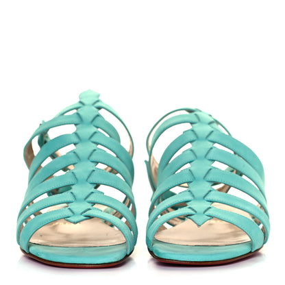 Christian Louboutin Calf Nubuck Neronna Flat Sandals 36.5 Aquamarine 2 of 10