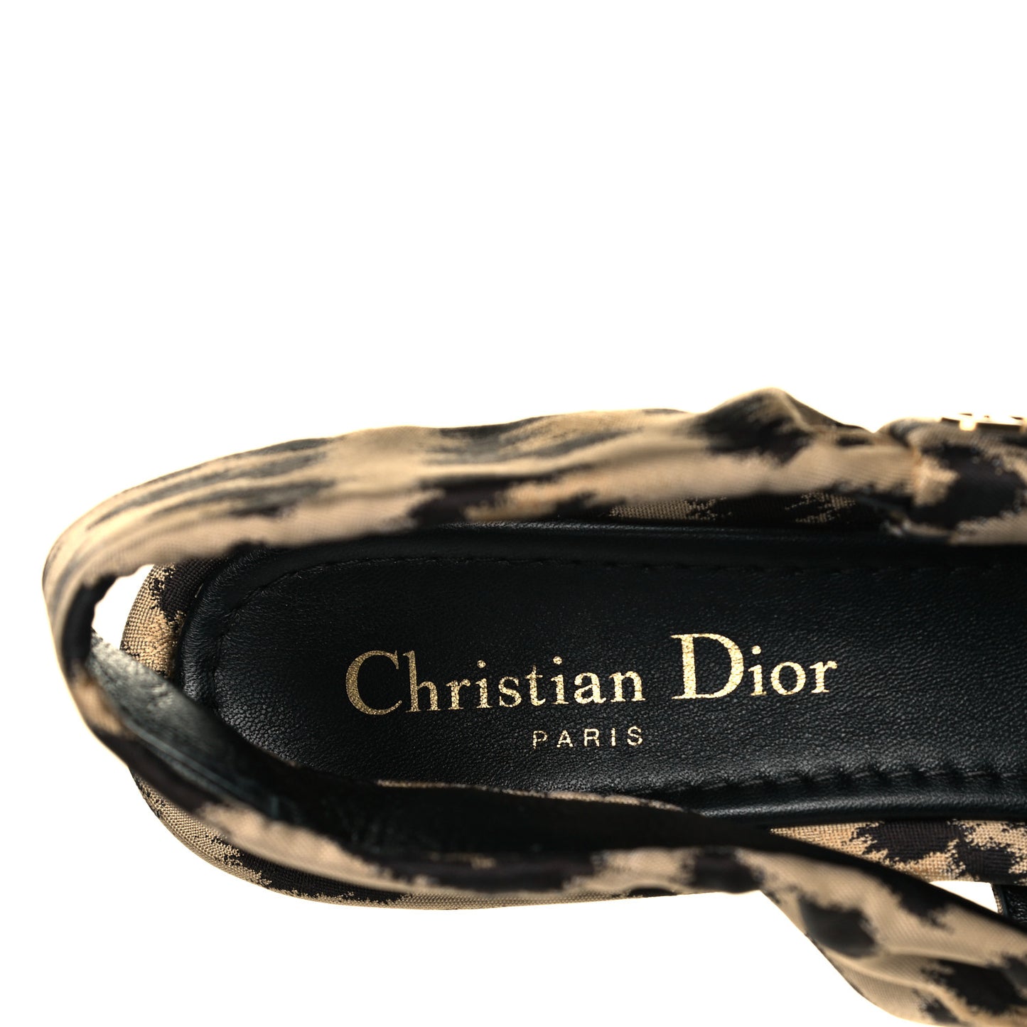 Nylon Leopard Print Mizza Slingback Pumps 40.5 Beige Multicolor
