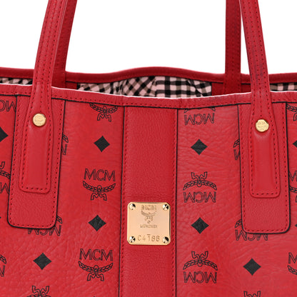 MCM Visetos Medium Liz Reversible Shopper Tote Candy Red 20 of 39