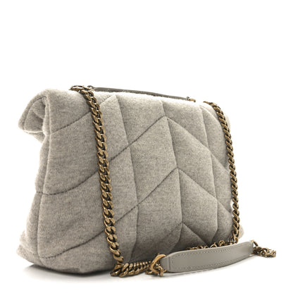 Saint Laurent Jersey Quilted Toy Loulou Puffer Monogram Chain Satchel Chalk Beige 3 of 10