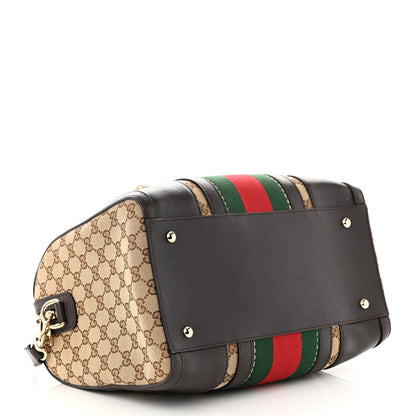 Gucci Monogram Vintage Web Medium Webby Bee Boston Dark Brown 4 of 12