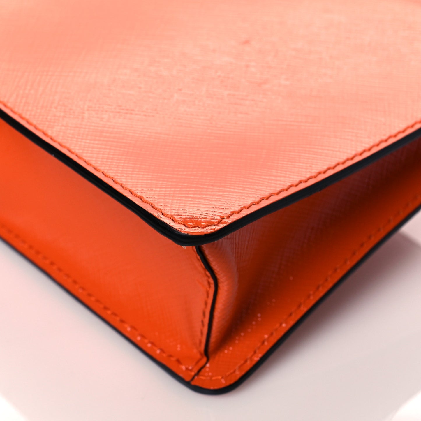 Saffiano Vernice Chain Crossbody Bag Papaya
