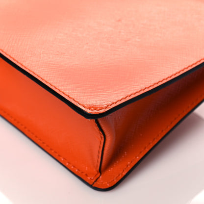 Prada Saffiano Vernice Chain Crossbody Bag Papaya 9 of 9