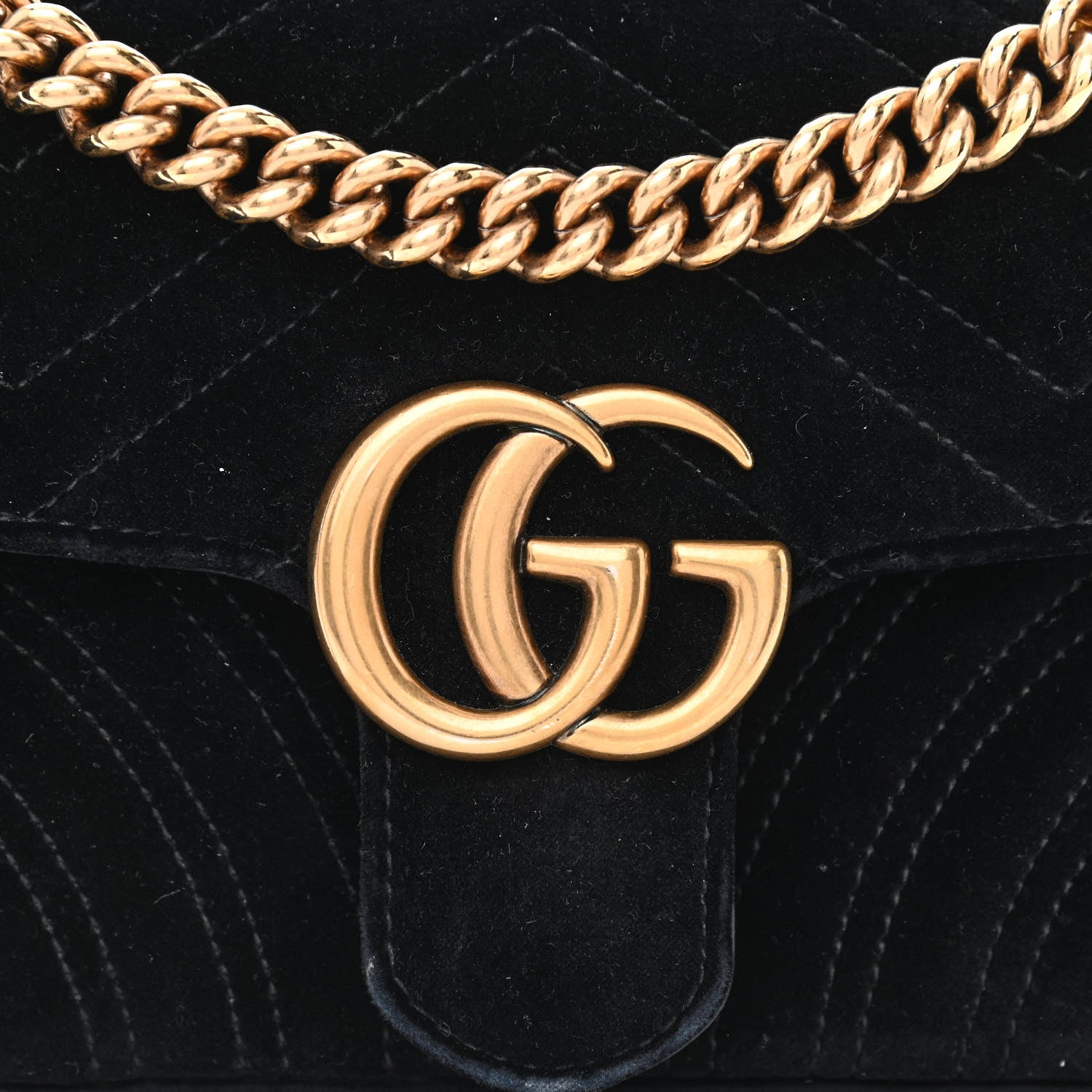 Gucci Velvet Matelasse Mini GG Marmont Shoulder Bag Black 9 of 13