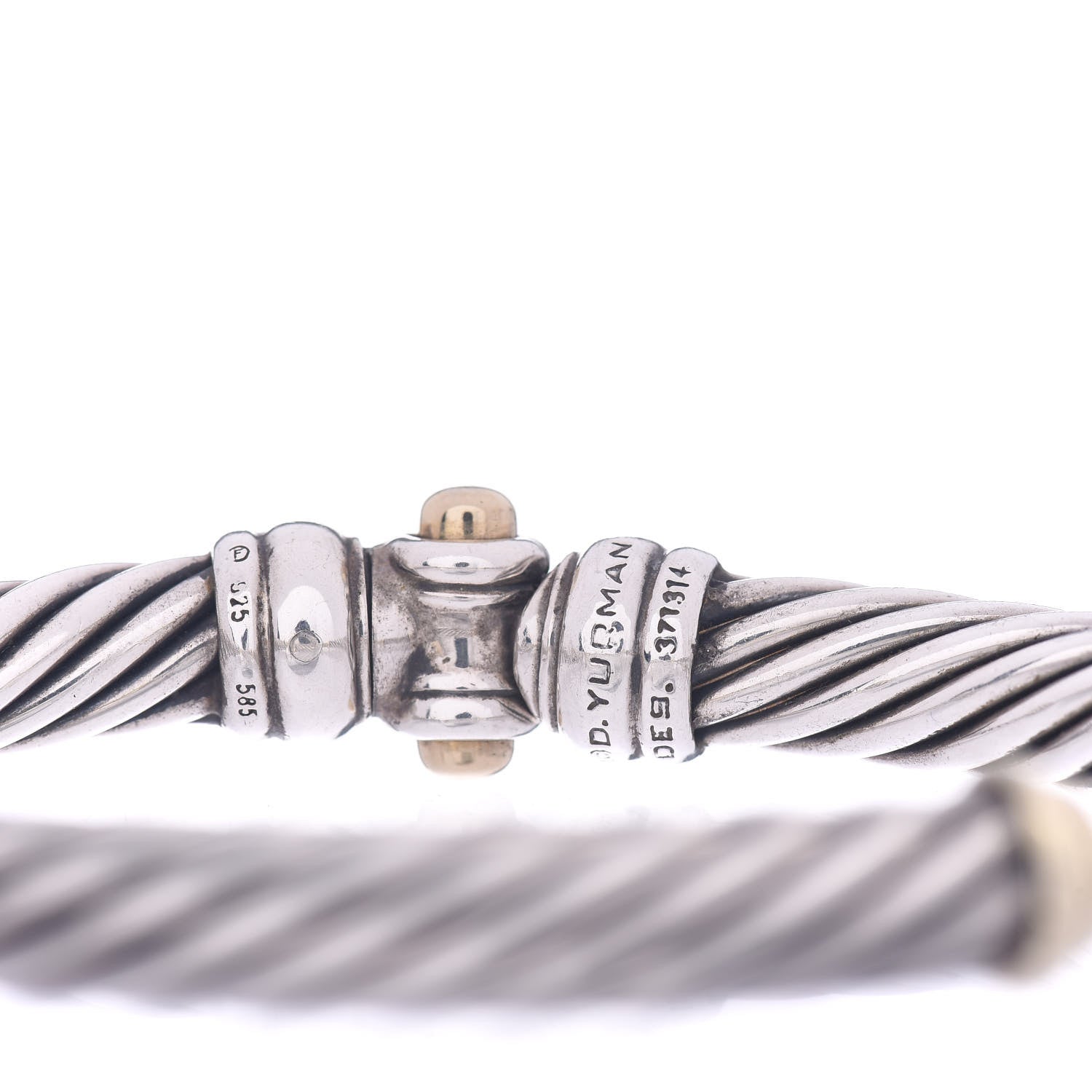 David Yurman Sterling Silver 14K Yellow Gold 7mm Metro Cable Bracelet 4 of 4