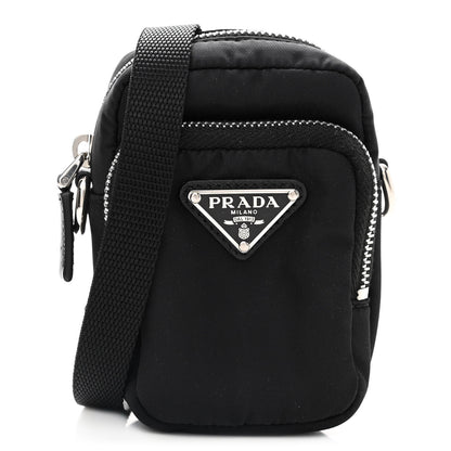 Prada Tessuto Nylon Saffiano Mini Crossbody Pouch Black 1 of 11