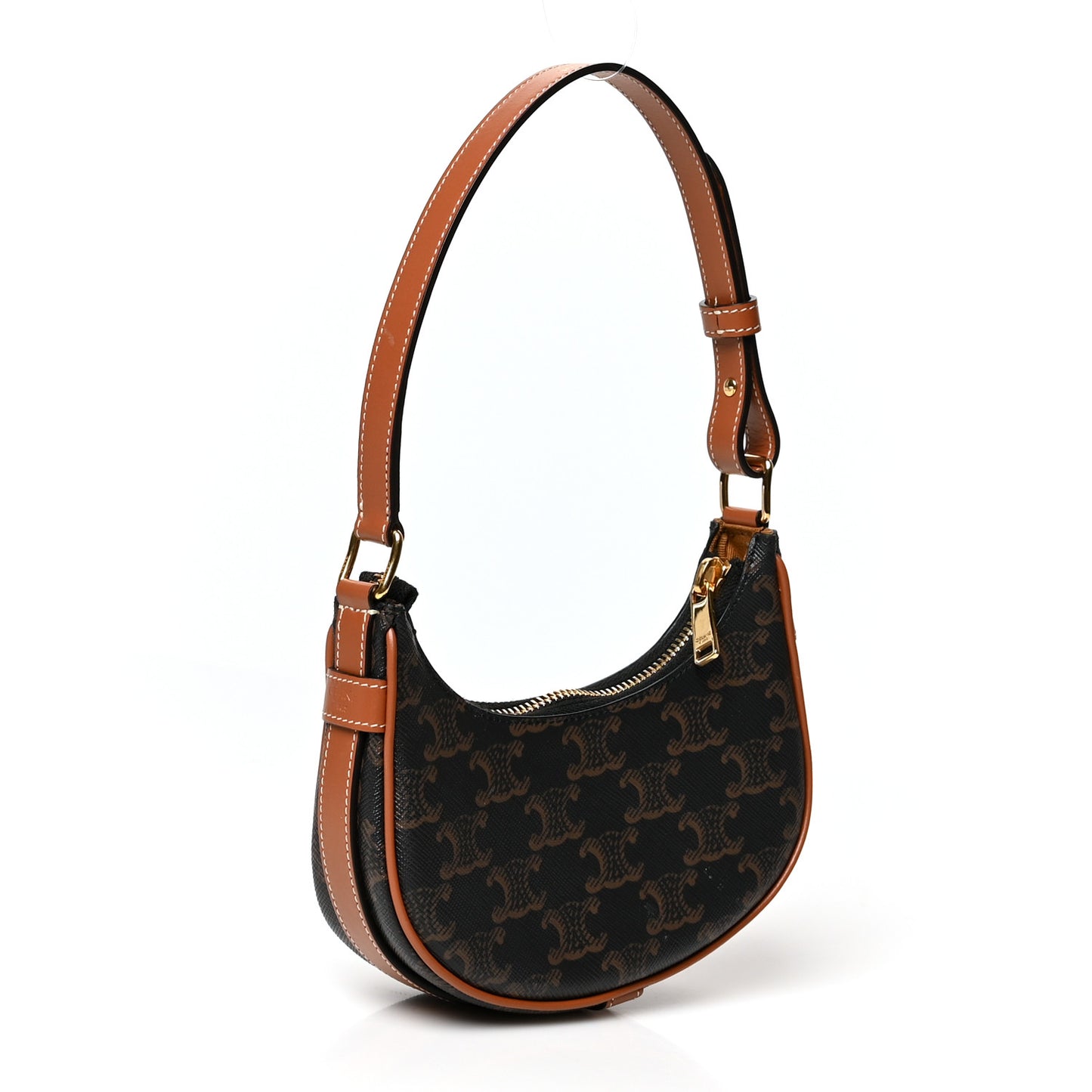 Canvas Calfskin Mini Ava Triomphe Shoulder Bag Tan