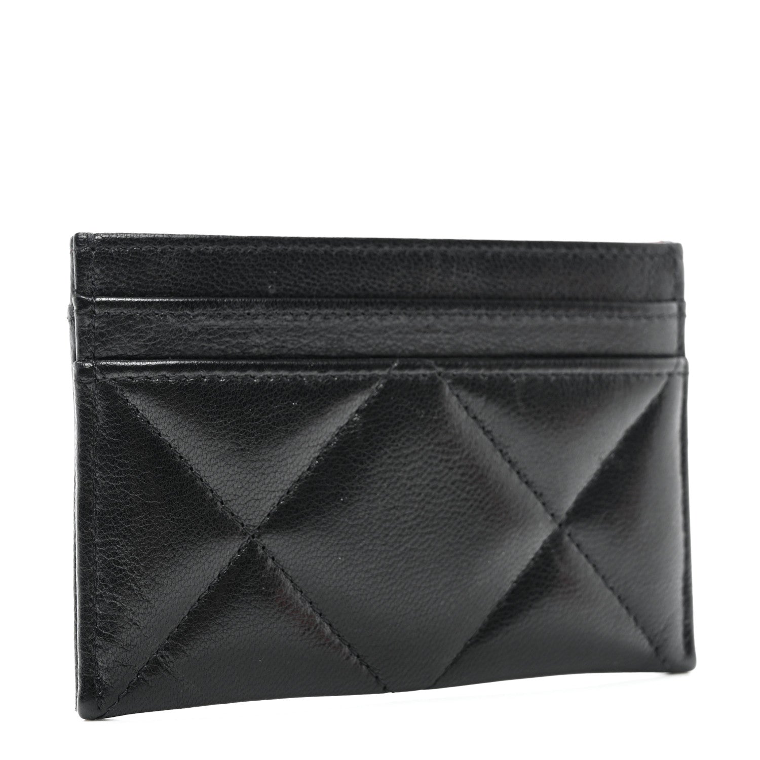 Chanel Shiny Goatskin Quilted Chanel 19 Card Holder Black 3 of 9