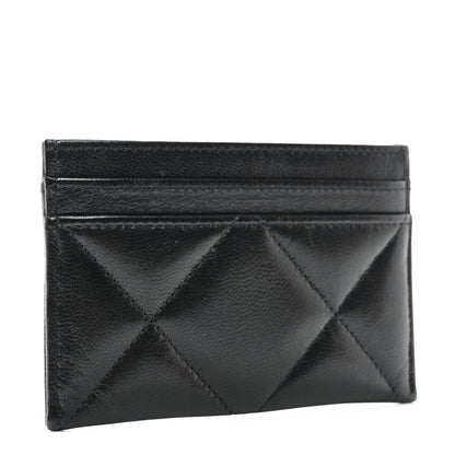 Chanel Shiny Goatskin Quilted Chanel 19 Card Holder Black 3 of 9
