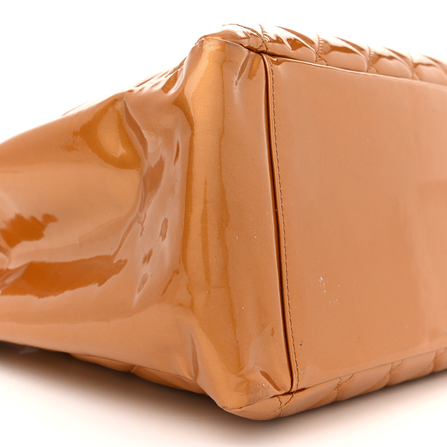 Chanel Metallic Patent Quilted Grand Shopping Tote GST Bronze 10 of 22
