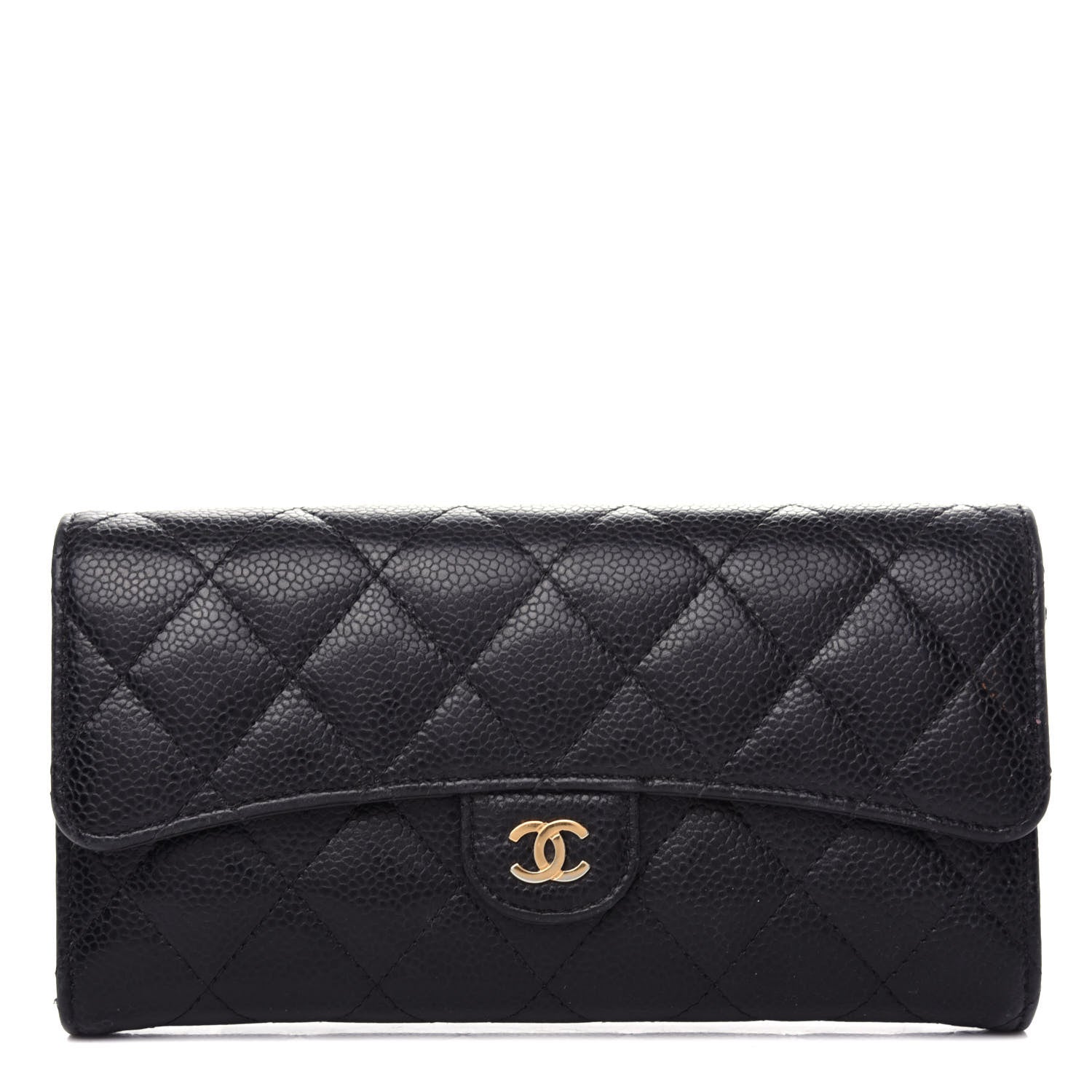 Chanel Caviar Quilted Large Gusset Flap Wallet Black 1 of 8