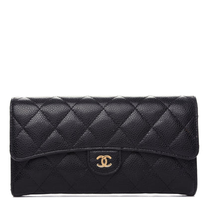 Chanel Caviar Quilted Large Gusset Flap Wallet Black 1 of 8