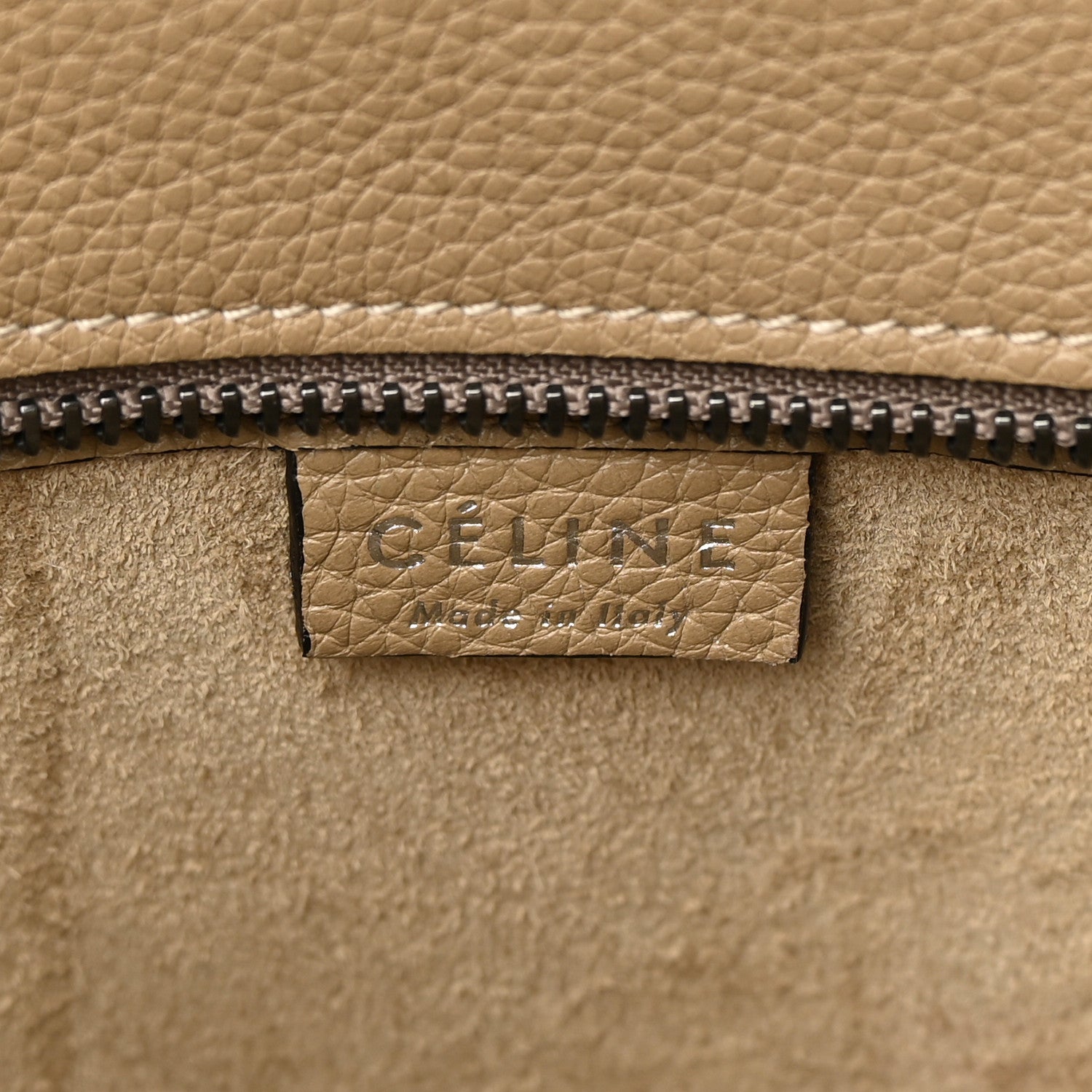 Celine Drummed Calfskin Nano Luggage Dune 6 of 13