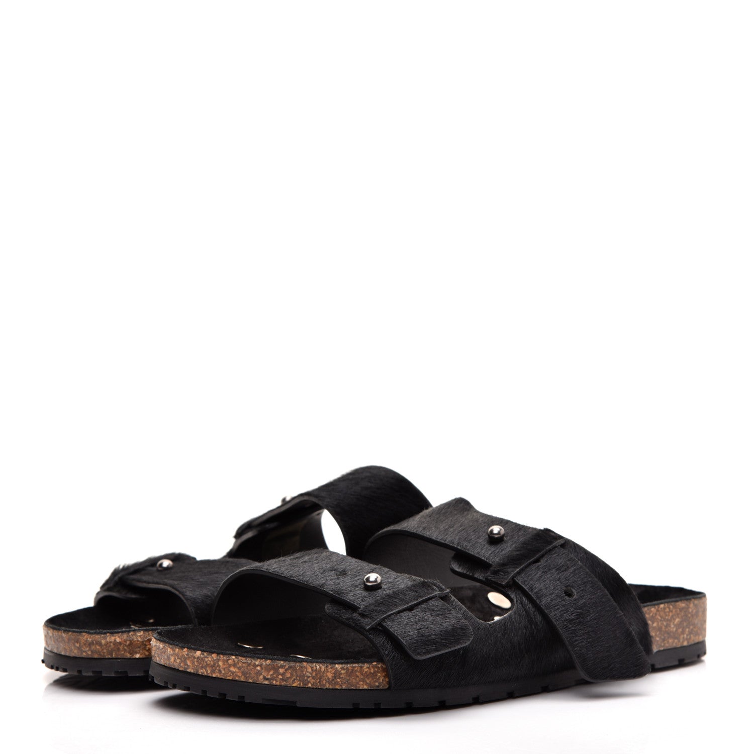 Saint Laurent Calf Hair Jimmy Cross Slides 40 Black 3 of 8
