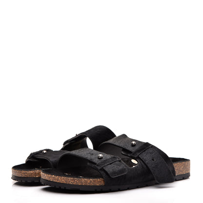 Saint Laurent Calf Hair Jimmy Cross Slides 40 Black 3 of 8